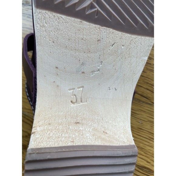 Torpatoffeln Cape Clogs Sweden Burgundy Leather Wooden Heel Women's US 7 (37) - Picture 6 of 8